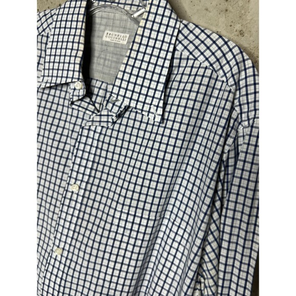 Brunello Cucinelli 100 % Cotton Plaid Button-Up Shirt Sz.XL - Picture 1 of 3